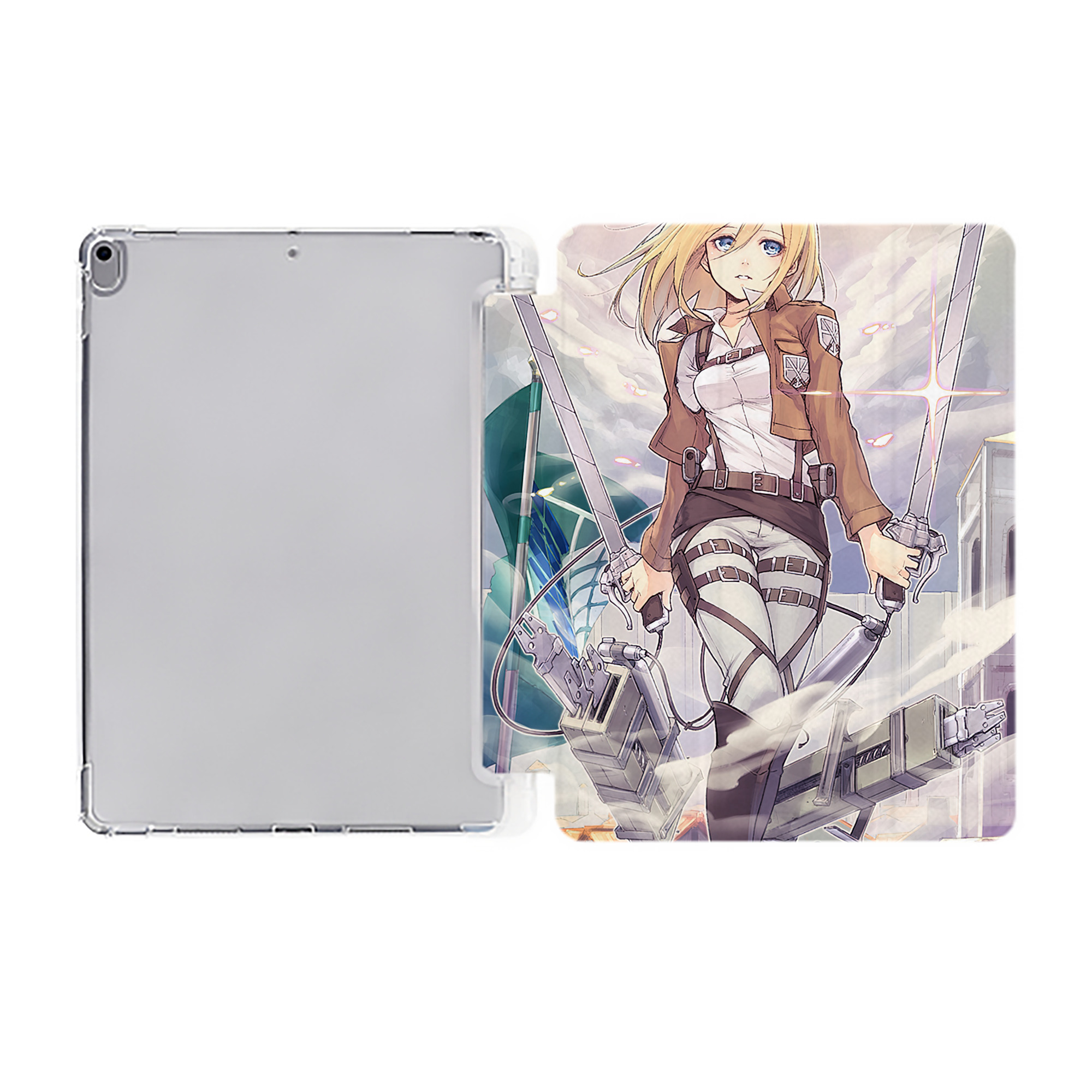 （画像用） 進撃の巨人 Attack on Titan IPad ケース ペン収納付き 三つ折りスタンド PUレザー×シリコン 対応機種9.5/10.5/10.9インチ